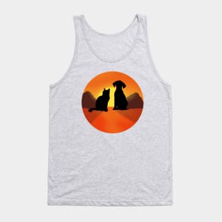 snset with cat and dog ,cats lover,dogs lover,catshirt,dogshirt,cute cat,cute dog,cats,dogs Tank Top